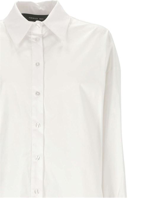 White stretch-cotton classic shirt Federica Tosi | FTE24CA1110001